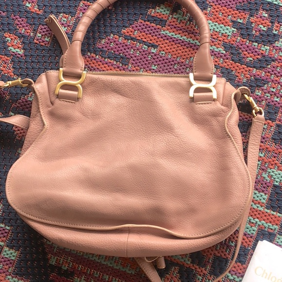 Chloe Medium Marcie Satchel Handbag Mauve Pink